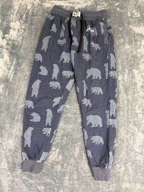 Lazy One Mens Blue Bear Print Joggers Lounge Pants M